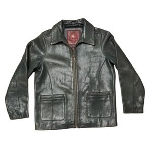 The Territory Ahead Vintage Leather Full Zip Jacket Wmns XS Lined Pockets Collar